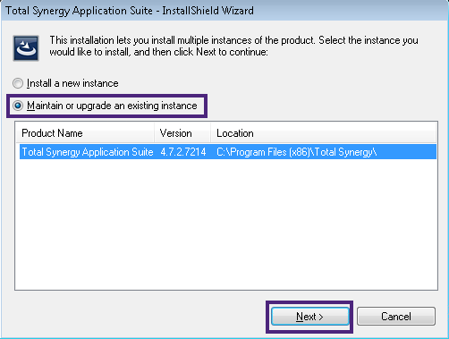 Upgrade Synergy Process - 4.7.4 or prior version