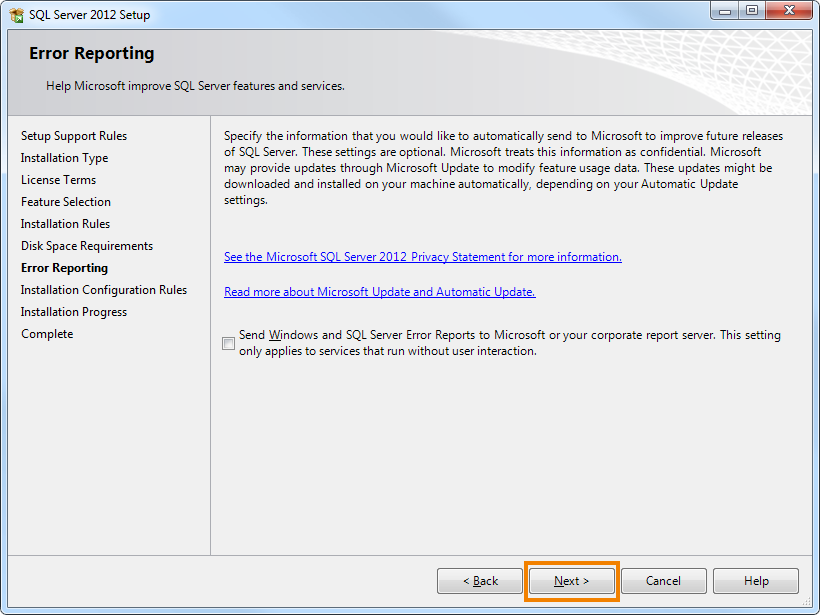 SQL 2012 Management Studio - Server Install